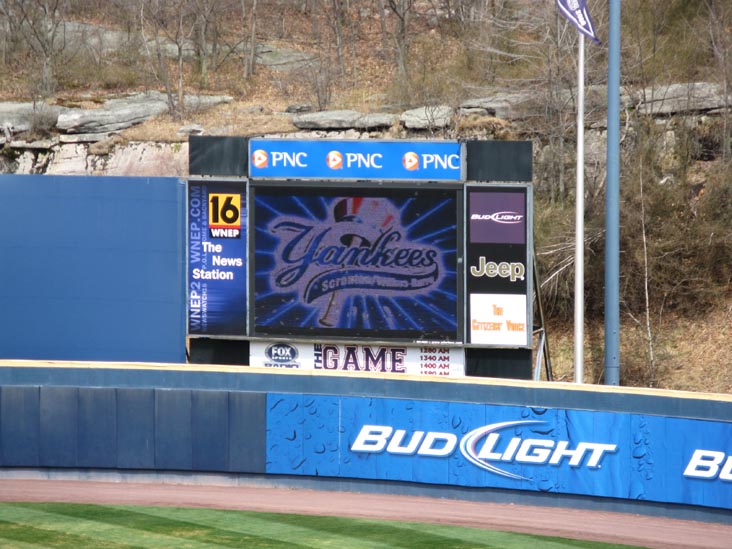 Outfield Jumbotron, Scranton/Wilkes-Barre Yankees vs. Rochester Red Wings, PNC Field, 235 Montage Mountain Road, Moosic, Pennsylvania, April 19, 2009