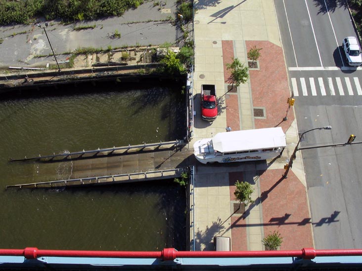 View Of Duck Entering Delaware River From The Ben Franklin Bridge, Center City Philadelphia, Pennsylvania