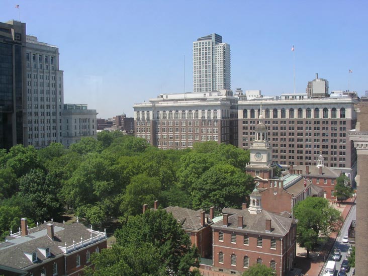Independence Park and Independence Hall From Omni Hotel at Independence Park, 401 Chestnut Street, Center City, Philadelphia, Pennsylvania