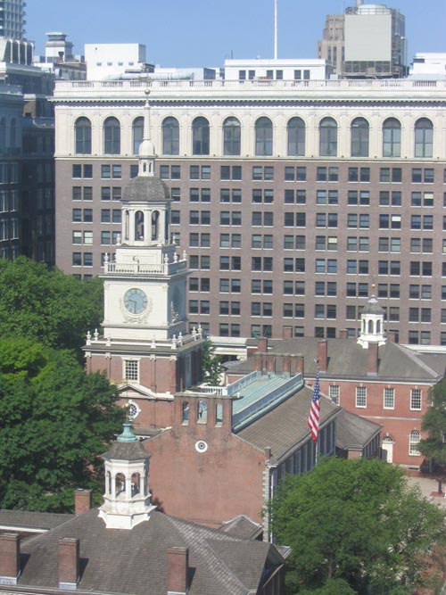 Independence Hall From Omni Hotel at Independence Park, 401 Chestnut Street, Center City, Philadelphia, Pennsylvania