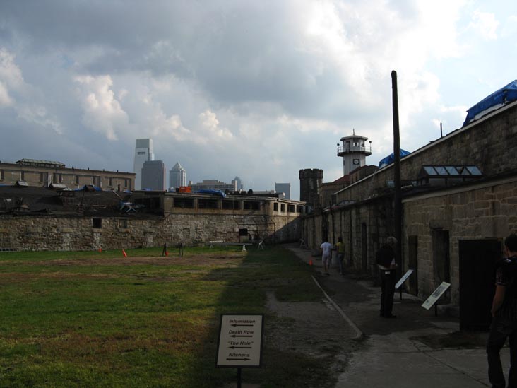 Baseball Diamond, Central Guard Tower and Center City Skyline From Exercise Yard, Eastern State Penitentiary, 2027 Fairmount Avenue, Fairmount, Philadelphia, Pennsylvania