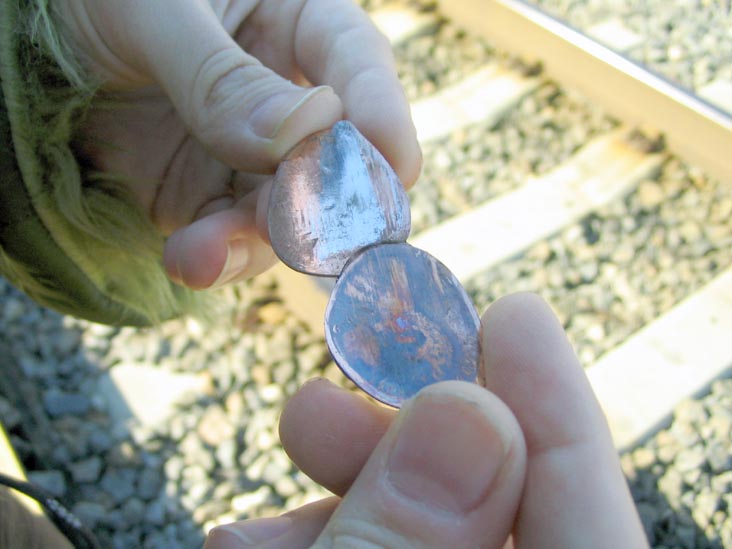 Pennies On Tracks, Holmesburg Junction Station, Rhawn and Tulip Streets, Northeast Philadelphia, November 23, 2007