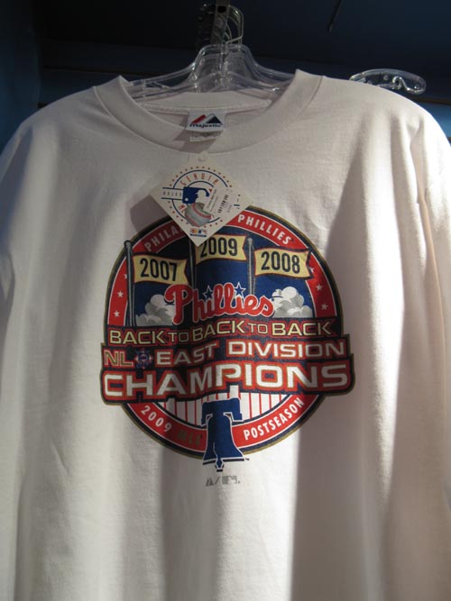 Back To Back To Back NL Champions T-Shirt, Team Shop, Citizens Bank Park, Philadelphia, Pennsylvania, April 3, 2010