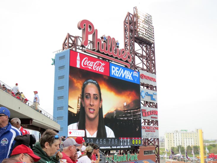 Jumbotron, Philadelphia Phillies vs. New York Mets, Citizens Bank Park, Philadelphia, Pennsylvania, April 14, 2012