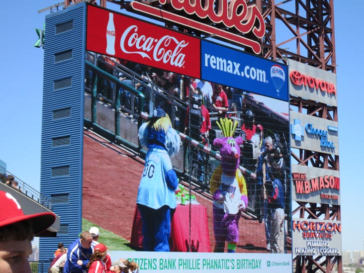 Phanatic's Birthday Celebration, Philadelphia Phillies vs. Chicago Cubs, Citizens Bank Park, Philadelphia, Pennsylvania, April 29, 2012