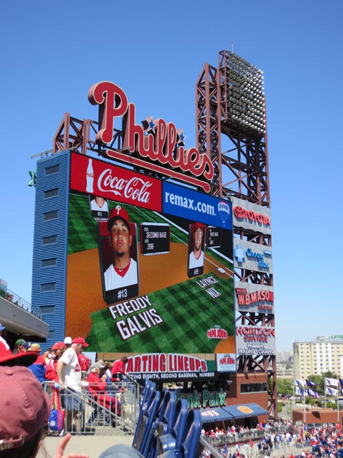 Jumbotron, Philadelphia Phillies vs. Chicago Cubs, Citizens Bank Park, Philadelphia, Pennsylvania, April 29, 2012