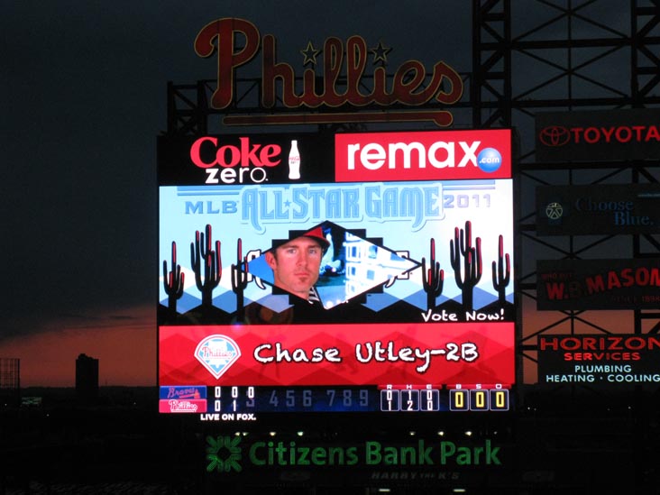 Scoreboard, Philadelphia Phillies vs. Atlanta Braves, Citizens Bank Park, Philadelphia, Pennsylvania, May 7, 2011