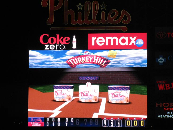 Scoreboard, Philadelphia Phillies vs. Atlanta Braves, Citizens Bank Park, Philadelphia, Pennsylvania, May 7, 2011