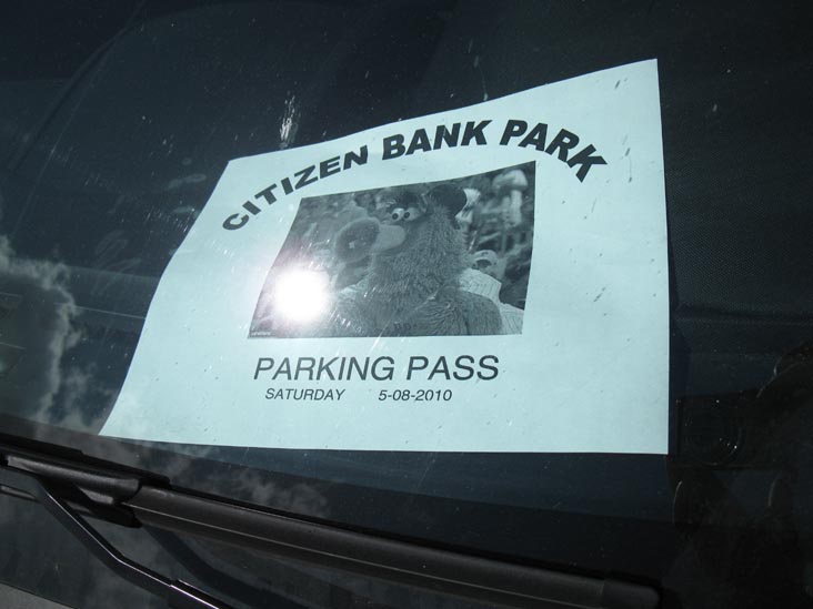 Parking Pass, South Darien Street, Citizens Bank Park, Philadelphia, Pennsylvania, May 8, 2010