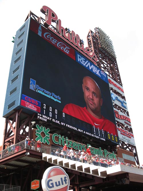 Scoreboard, Philadelphia Phillies vs. Chicago Cubs, View From Section 140, Citizens Bank Park, Philadelphia, Pennsylvania, June 12, 2011