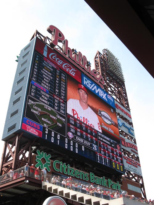 Scoreboard, Philadelphia Phillies vs. Chicago Cubs, View From Section 140, Citizens Bank Park, Philadelphia, Pennsylvania, June 12, 2011
