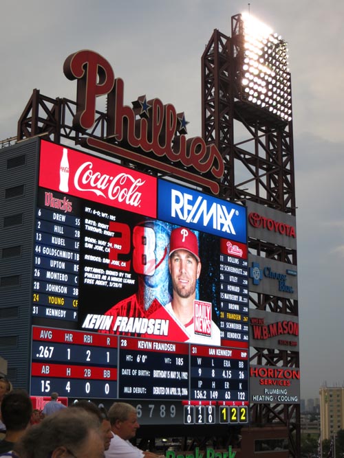 Jumbotron, Philadelphia Phillies vs. Arizona Diamondbacks (Section 331), Citizens Bank Park, Philadelphia, Pennsylvania, August 3, 2012