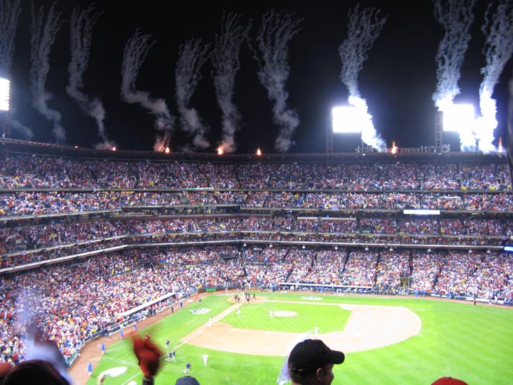 Pregame Fireworks, View From Section 302, Philadelphia Phillies vs. New York Yankees, World Series Game 3, Citizens Bank Park, Philadelphia, Pennsylvania, October 31, 2009