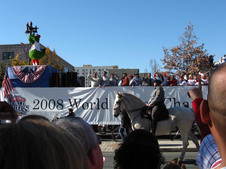 Phillie Phanatic, Broad Street Near Bainbridge Street, 2008 Phillies World Series Parade, South Philadelphia, Philadelphia, Pennsylvania, October 31, 2008, 1:01 p.m.