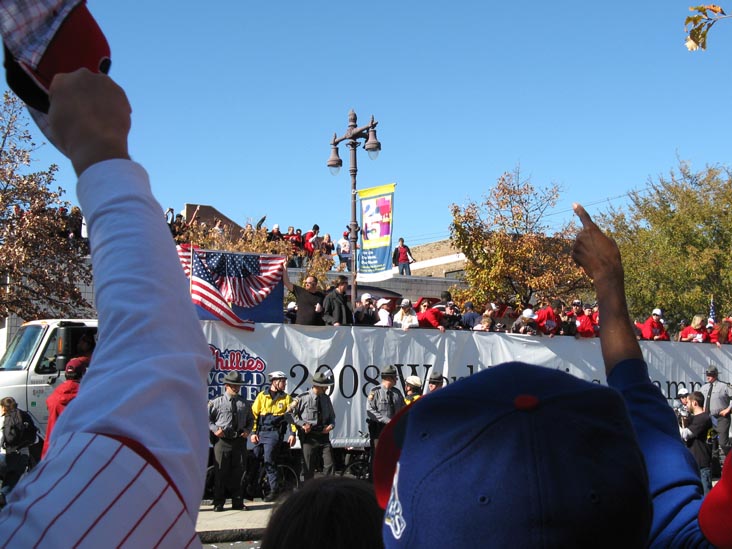Cole Hamels Float, Broad Street Near Bainbridge Street, 2008 Phillies World Series Parade, South Philadelphia, Philadelphia, Pennsylvania, October 31, 2008, 1:04 p.m.