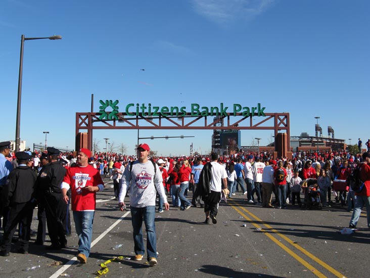 Outside Citizens Bank Park, 2008 Phillies World Series Parade Rally, South Philadelphia, Philadelphia, Pennsylvania, October 31, 2008, 3:02 p.m.