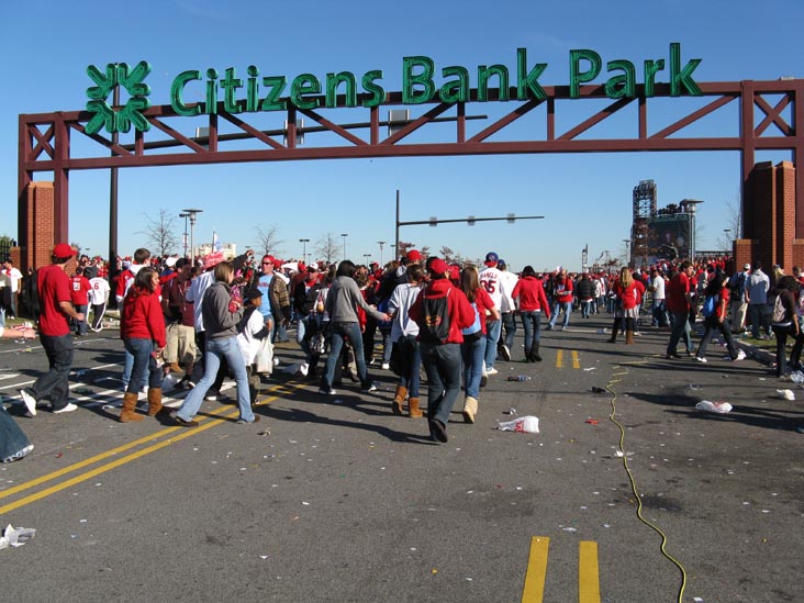 Outside Citizens Bank Park, 2008 Phillies World Series Parade Rally, South Philadelphia, Philadelphia, Pennsylvania, October 31, 2008, 3:03 p.m.