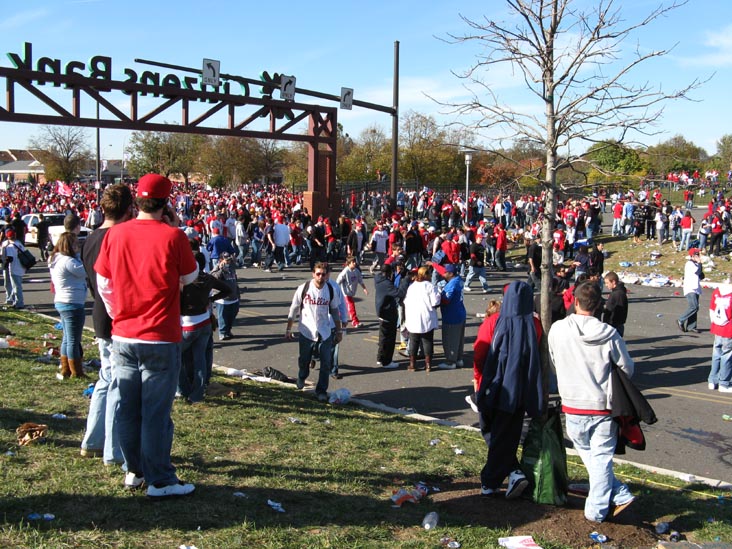 Outside Citizens Bank Park, 2008 Phillies World Series Parade Rally, South Philadelphia, Philadelphia, Pennsylvania, October 31, 2008, 3:04 p.m.