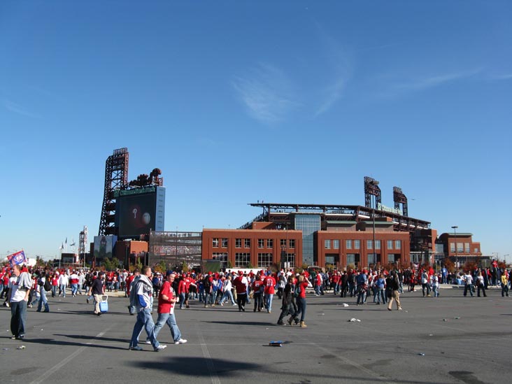 Outside Citizens Bank Park, 2008 Phillies World Series Parade Rally, South Philadelphia, Philadelphia, Pennsylvania, October 31, 2008, 3:09 p.m.