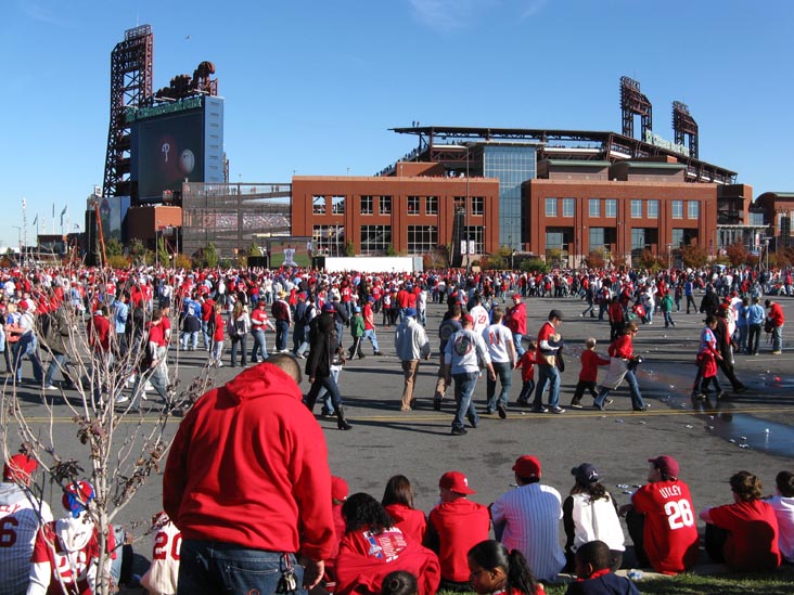 Outside Citizens Bank Park, 2008 Phillies World Series Parade Rally, South Philadelphia, Philadelphia, Pennsylvania, October 31, 2008, 3:10 p.m.