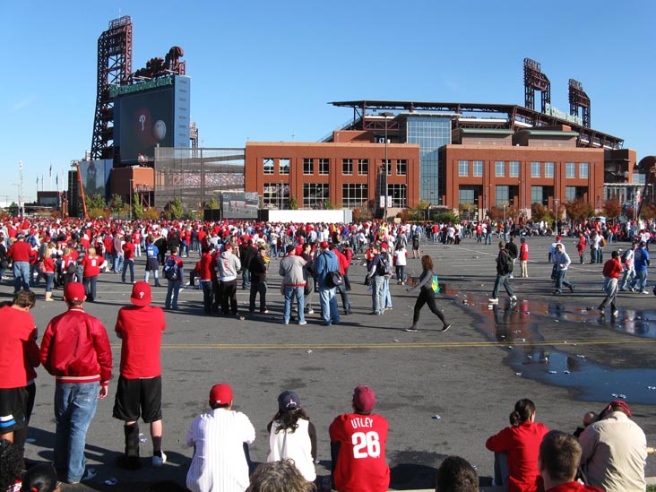 Outside Citizens Bank Park, 2008 Phillies World Series Parade Rally, South Philadelphia, Philadelphia, Pennsylvania, October 31, 2008, 3:29 p.m.