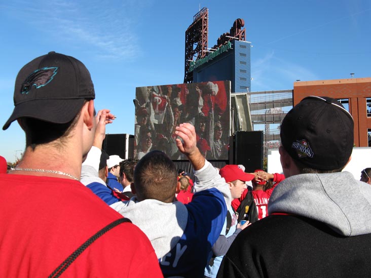 Outside Citizens Bank Park, 2008 Phillies World Series Parade Rally, South Philadelphia, Philadelphia, Pennsylvania, October 31, 2008, 3:47 p.m.