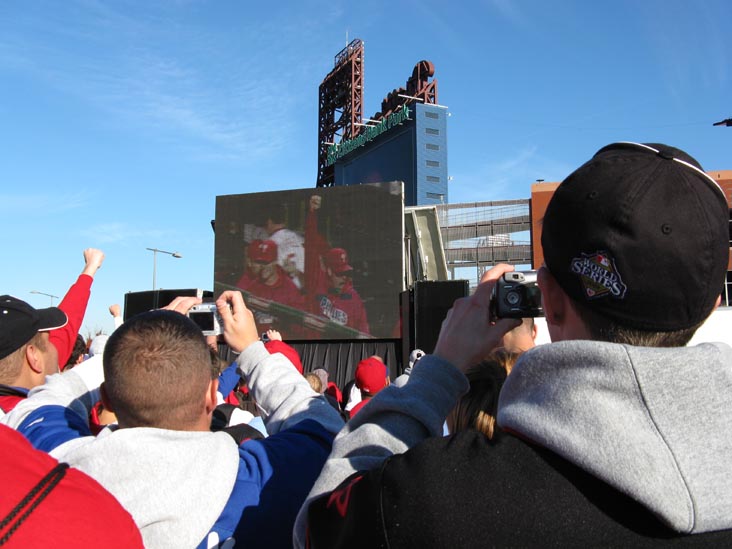 Outside Citizens Bank Park, 2008 Phillies World Series Parade Rally, South Philadelphia, Philadelphia, Pennsylvania, October 31, 2008, 3:50 p.m.