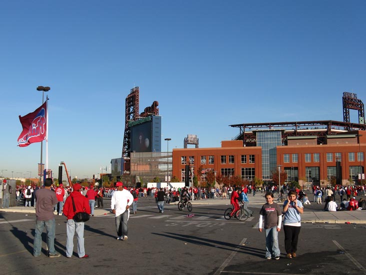 Outside Citizens Bank Park, 2008 Phillies World Series Parade Rally, South Philadelphia, Philadelphia, Pennsylvania, October 31, 2008, 4:36 p.m.