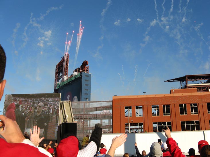 Rally Fireworks From Outside Citizens Bank Park, 2008 Phillies World Series Parade Rally, South Philadelphia, Philadelphia, Pennsylvania, October 31, 2008, 4:49 p.m.