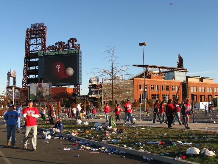 Outside Citizens Bank Park Following 2008 Phillies World Series Parade Rally, South Philadelphia, Philadelphia, Pennsylvania, October 31, 2008, 5:04 p.m.