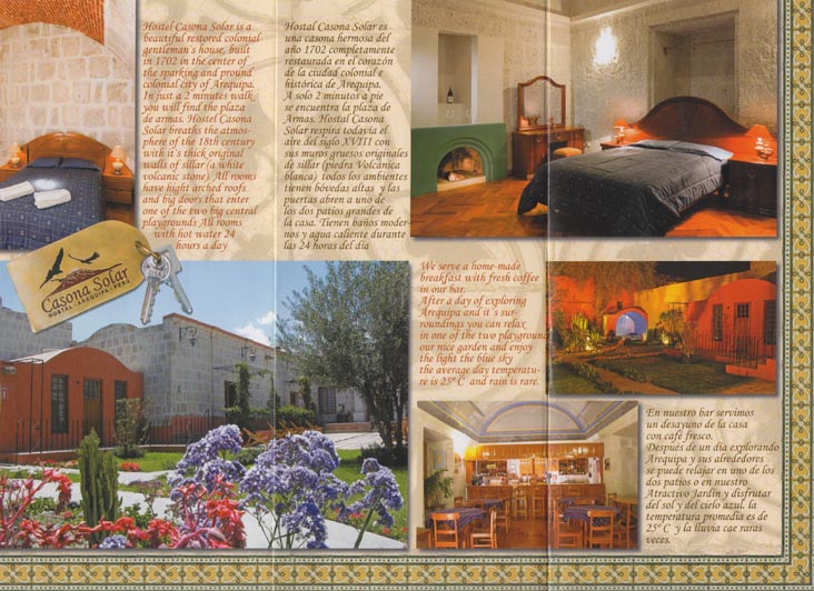 Brochure, Hostal Casona Solar/Hotel Casona Solar, Calle Consuelo, 116, Arequipa, Peru
