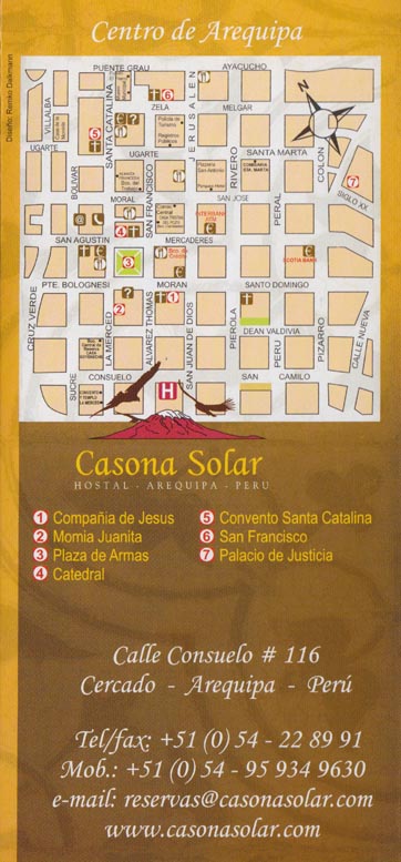 Brochure, Hostal Casona Solar/Hotel Casona Solar, Calle Consuelo, 116, Arequipa, Peru