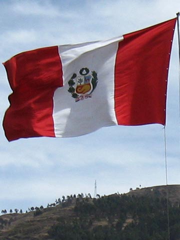 Peruvian Flag, Plaza de Armas, Cusco, Peru