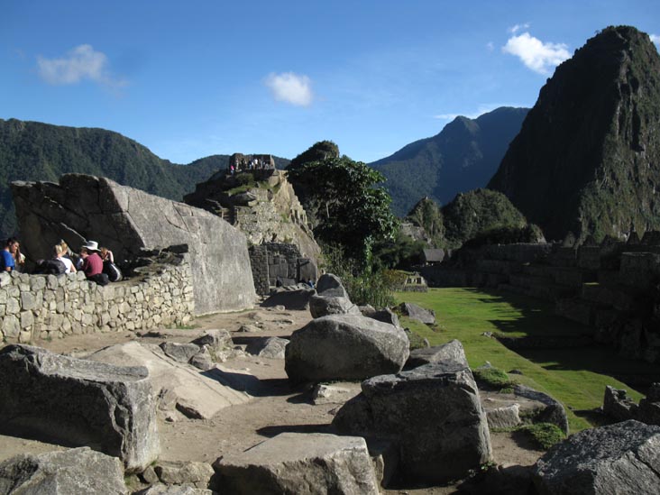 Central Plaza, Intihuatana and Wayna Picchu From Sacred Plaza Area, Machu Picchu, Peru