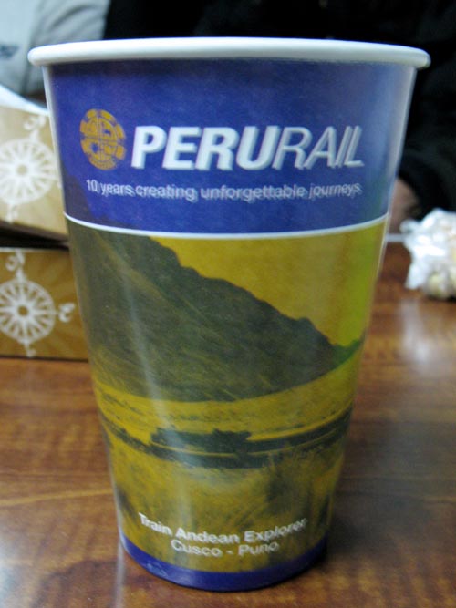 Cup, Perurail Expedition Train From Machu Picchu To Poroy (Cusco), Cusco Region, Peru