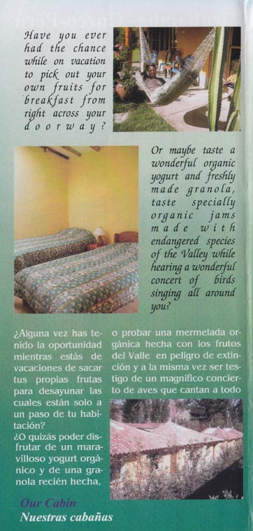 Brochure, El Huerto Paraíso Sacred Valley Lodge, Chichubamba, Urubamba, Cusco Region, Peru