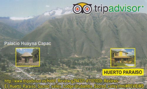 Business Card, El Huerto Paraíso Sacred Valley Lodge, Chichubamba, Urubamba, Cusco Region, Peru