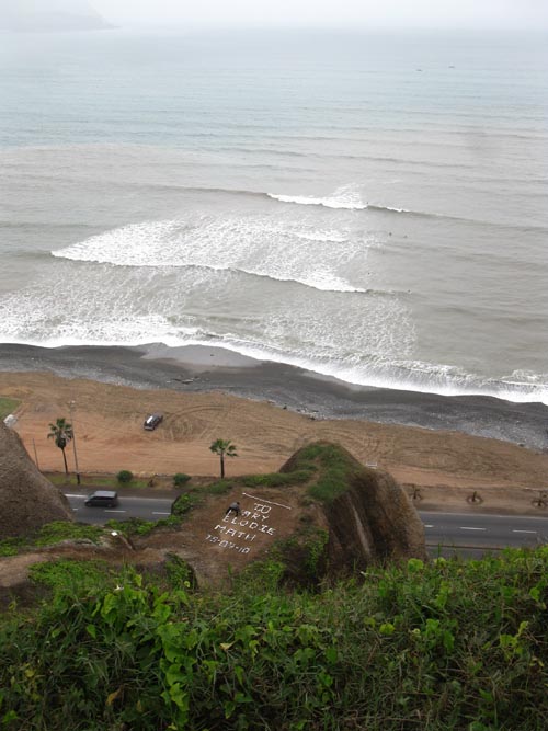 View Toward Pacific Ocean and Circuito de Playas From Malec&oacute;n de la Reserva Near Parque Intihuatana, Miraflores, Lima, Peru