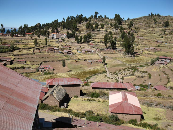 View From Centro Artesanal Comunitario San Santiago, Main Plaza, Taquile Island/Isla Taquile, Lake Titicaca/Lago Titicaca, Peru