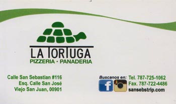 Business Card, La Tortuga, Old San Juan, Puerto Rico