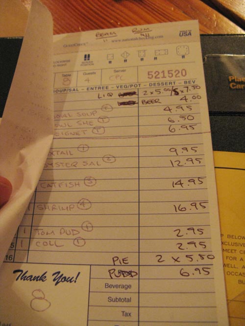 Check, Hominy Grill, 207 Rutledge Avenue, Charleston, South Carolina