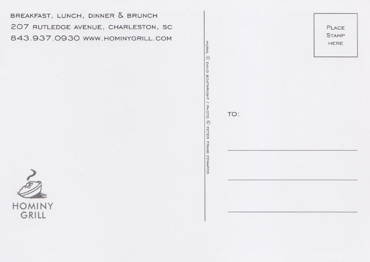Postcard, Hominy Grill, 207 Rutledge Avenue, Charleston, South Carolina