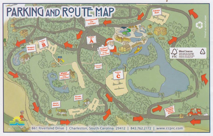 Parking and Route Map, Holiday Festival of Lights Brochure, James Island County Park, Charleston, South Carolina