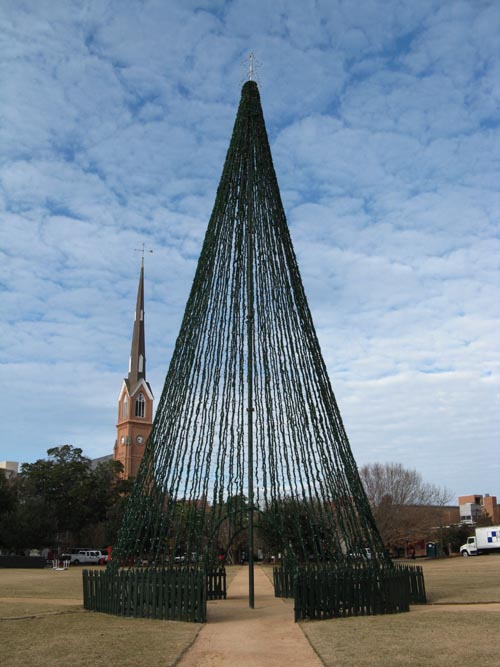 Christmas Tree and St. Matthew's Luthern Church, Marion Square, Charleston, South Carolina, December 30, 2009