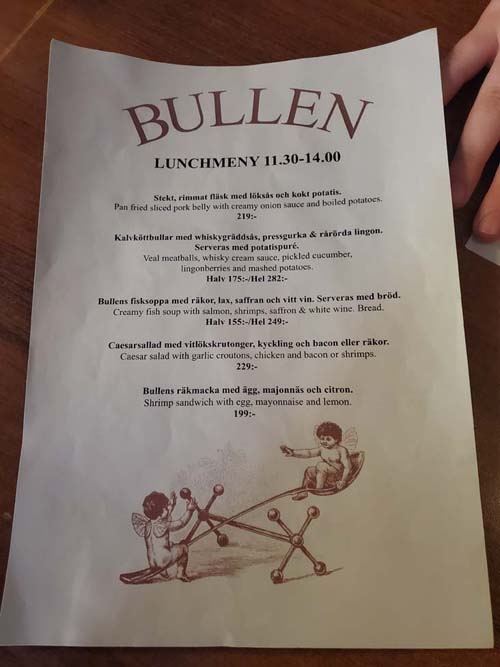 Lunch Menu, Bullen, Malmö, Sweden, July 25, 2025