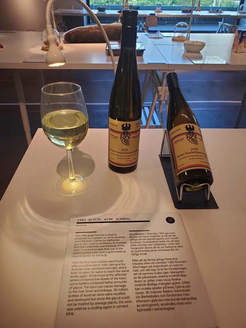 1985 Glycol Wine Scandal Exhibit, Disgusting Food Museum, Malmö, Sweden, July 25, 2025