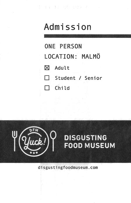 Admission Barf Bag, Disgusting Food Museum, Malmö, Sweden