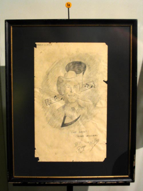 Sketch of Hank Williams by Roger Miller, Country Music Hall of Fame and Museum, 222 5th Avenue South, Nashville, Tennessee