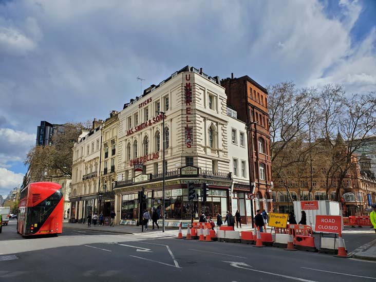 James Smith & Sons Umbrellas, Hazelwood House, 53 New Oxford Street, Bloomsbury, London, England, April 13, 2023