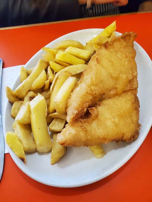 Fish and Chips, The Fryer's Delight, Holborn, London, England, April 8, 2023